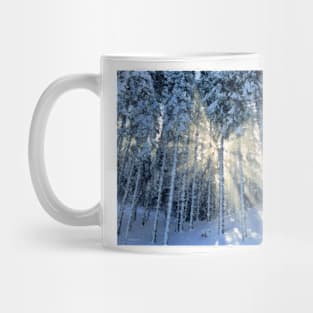 Dappled Sunlight in Winter Forest Mug